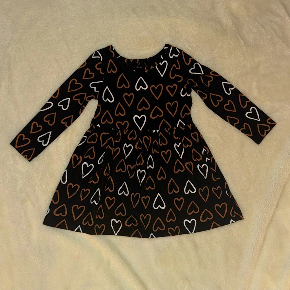Cat & Jack Heart Pattern Long Sleeve Dress, Size: 3T